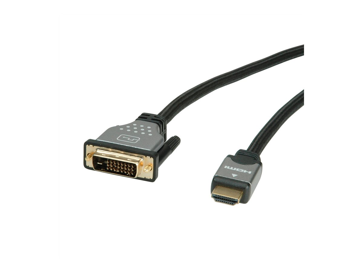 ROLINE Monitorkabel DVI (24+1) - HDMI, ST/ST, schwarz / silber, 7,5 m