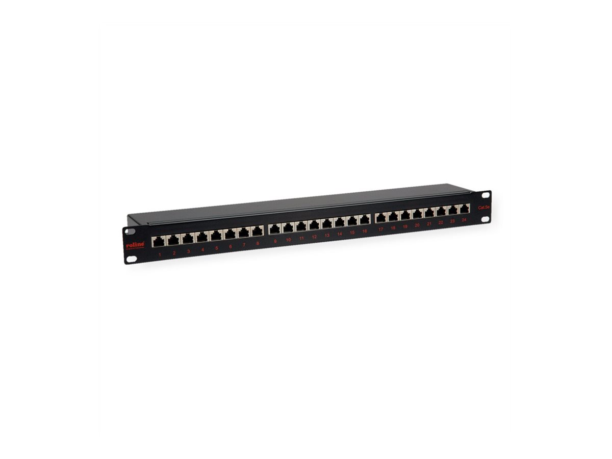 ROLINE 19-Zoll-Patchpanel 1 HE, 24 Ports, Cat.5e (Class D), schwarz