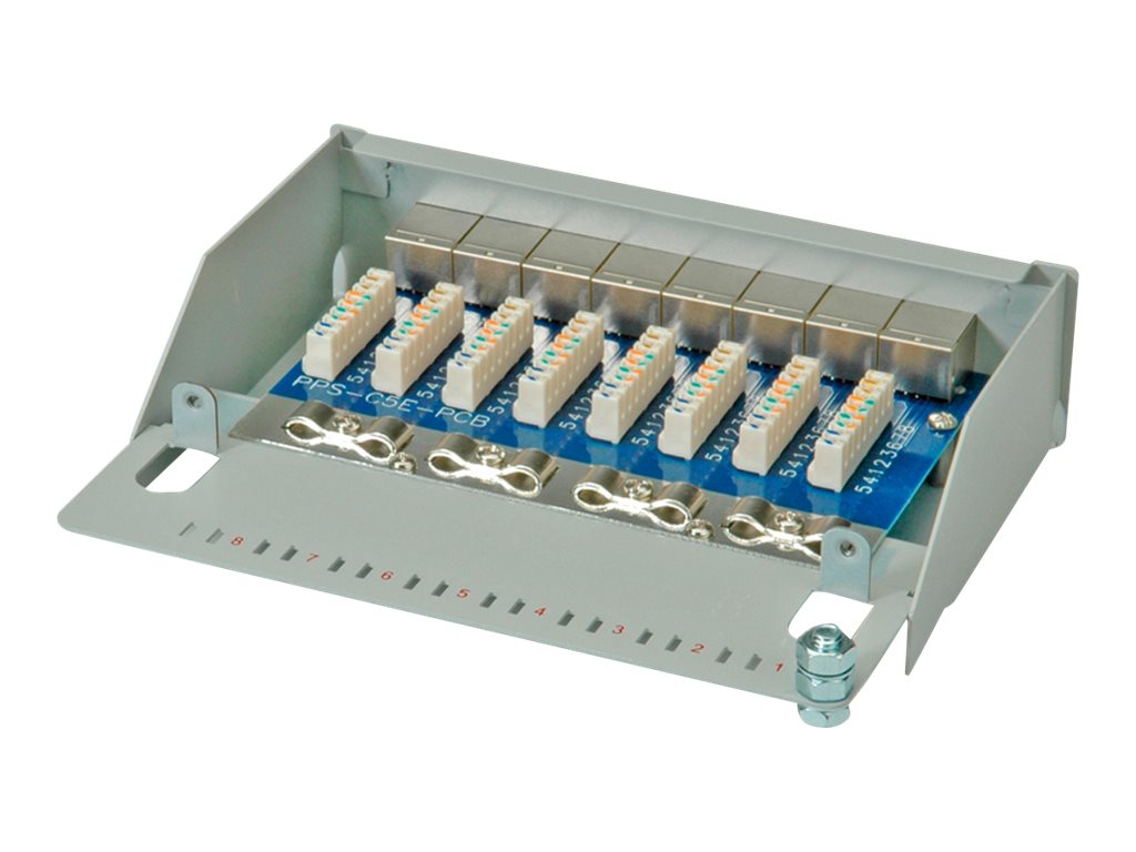 ROLINE Patchpanel, 8 Ports, Kat.5e (Class D), geschirmt, grau