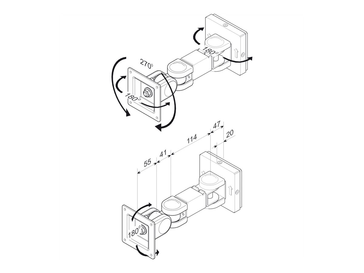 ROLINE LCD-Befestigung, Wandmontage, 3 Gelenke, bis 6 kg
