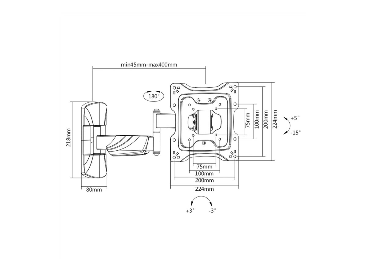 VALUE LCD-/-TV Wandhalterung, 5 Gelenke, 23-42 Zoll, bis 25 kg
