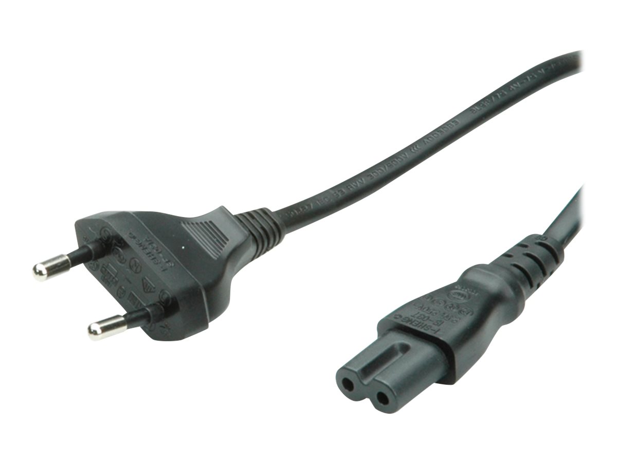 VALUE Netzkabel Euro-Flachstecker auf C7, 2polig, schwarz, 5 m
