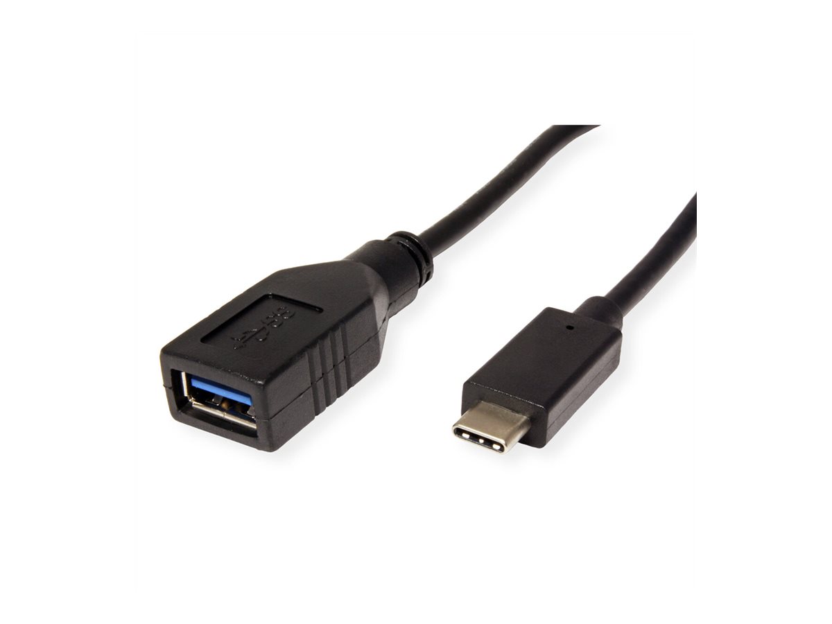 ROLINE USB 3.2 Gen 1 Kabeladapter, USB Typ C - A, ST/BU, OTG, schwarz, 0,15 m