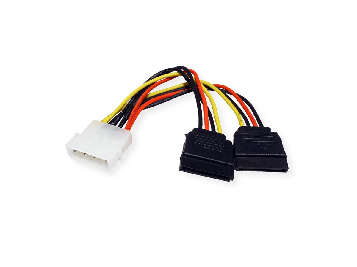 ROLINE Y-Adapterkabel 4 pol. HDD / 2x SATA, 0,12 m