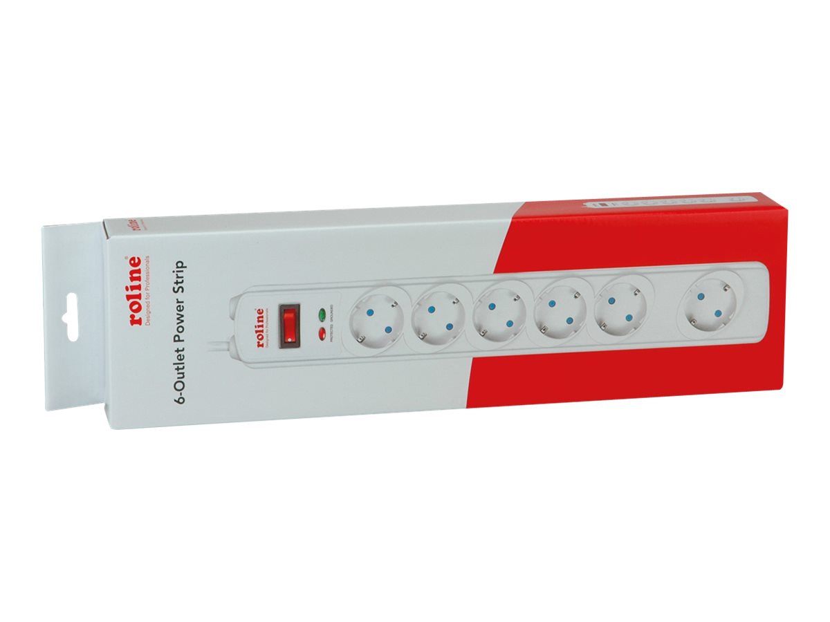 ROLINE SurgeSecure Steckdosenleiste 6fach, mit Überspannungsschutz, weiß, 1,8 m