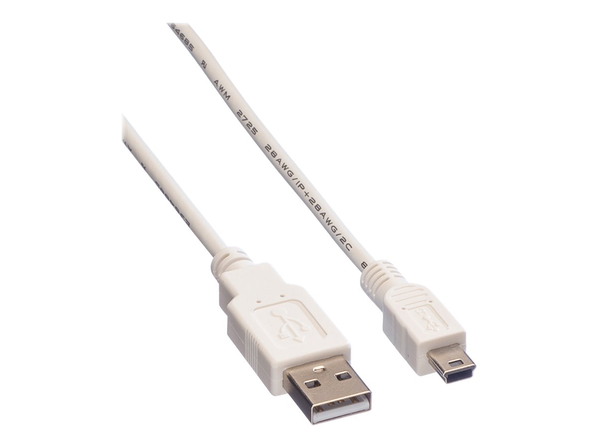 VALUE USB 2.0 Kabel, Typ A - 5-Pin Mini, weiß, 1,8 m