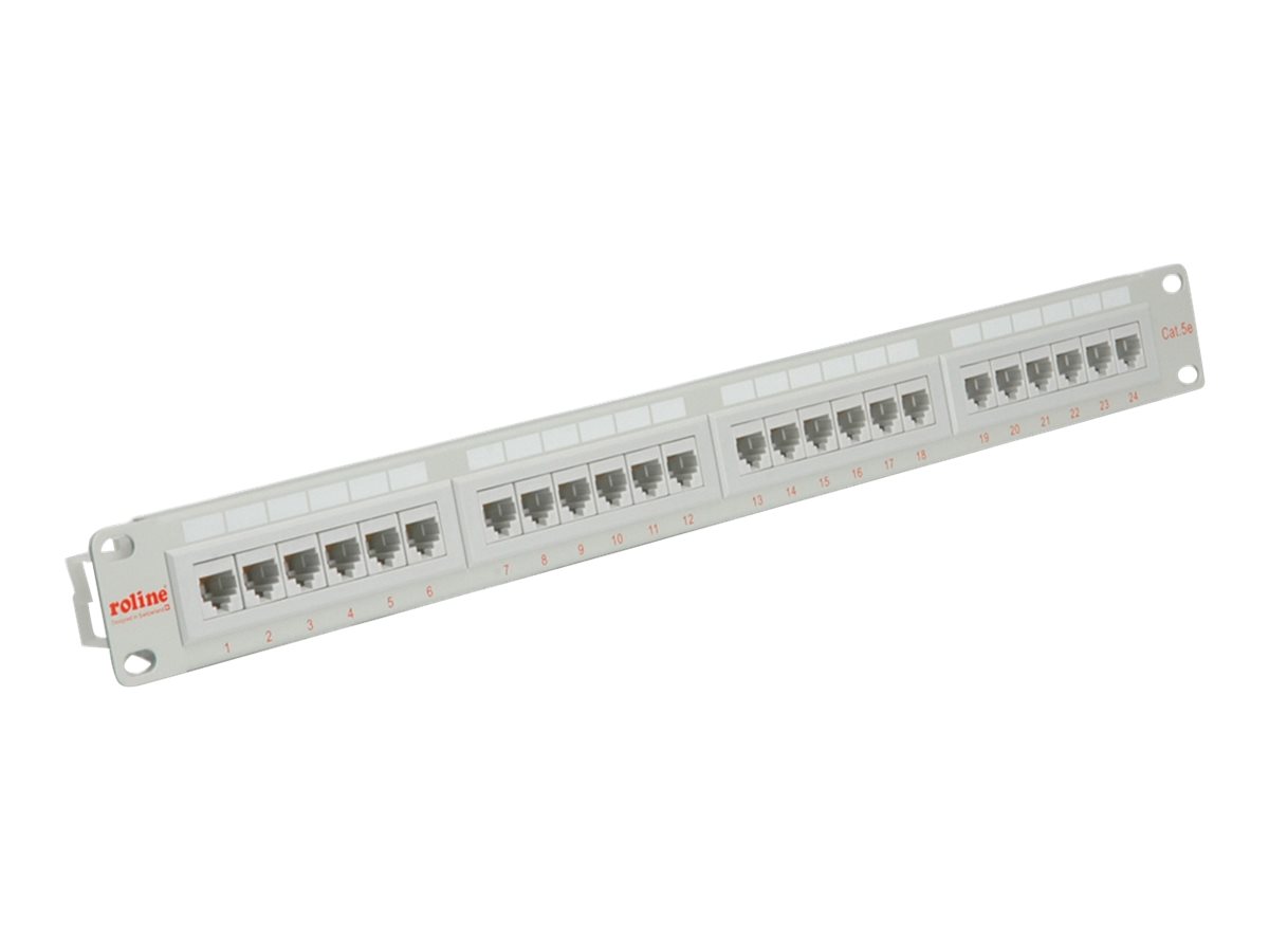 ROLINE Cat.5e (Class D) 19-Zoll-Patchpanel, 24 Ports, UTP, grau