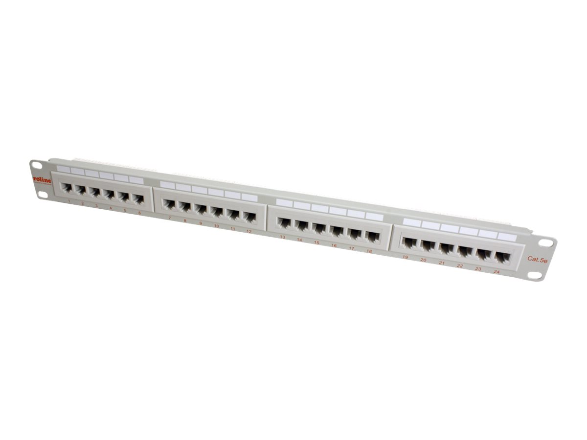 ROLINE Cat.5e (Class D) 19-Zoll-Patchpanel, 24 Ports, UTP, grau