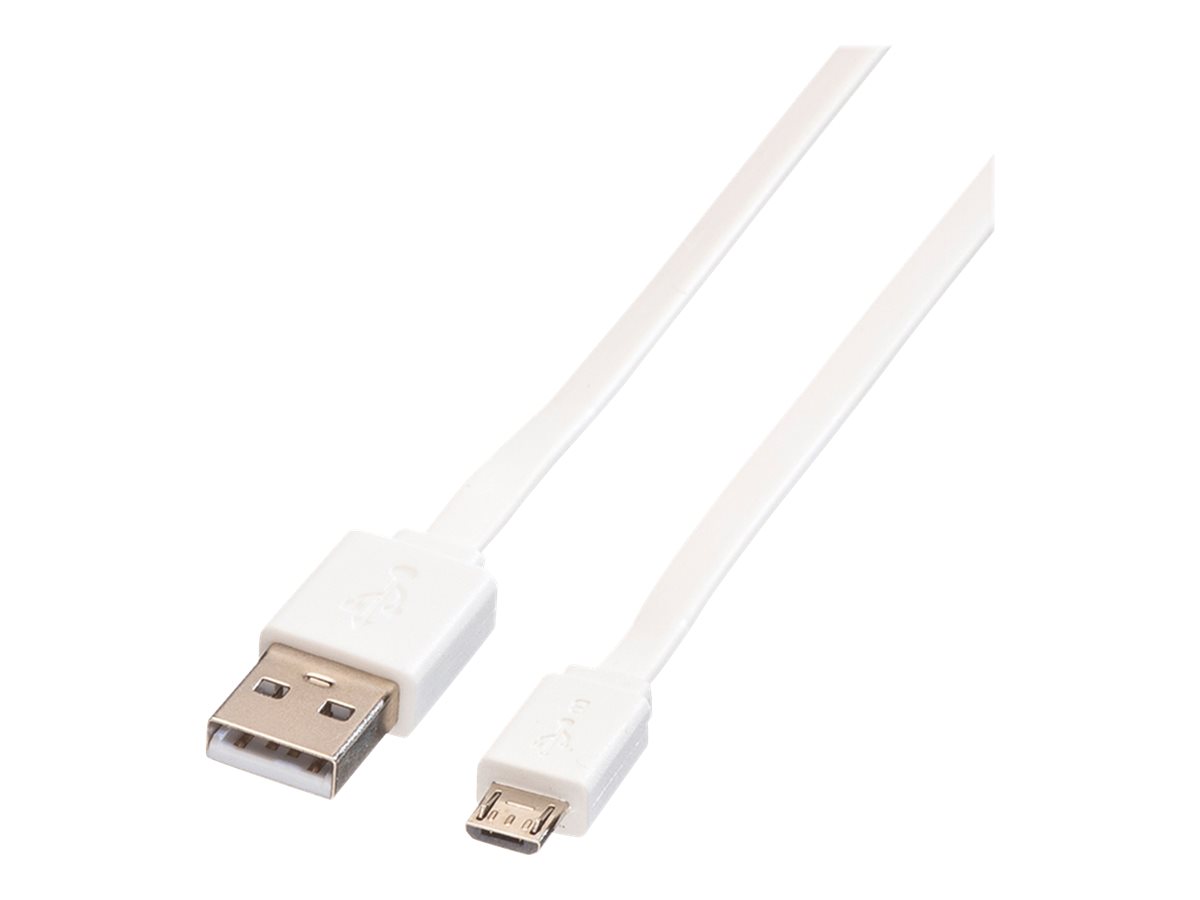 ROLINE USB 2.0 Kabel, USB A ST - Micro USB B ST, weiß, 1 m
