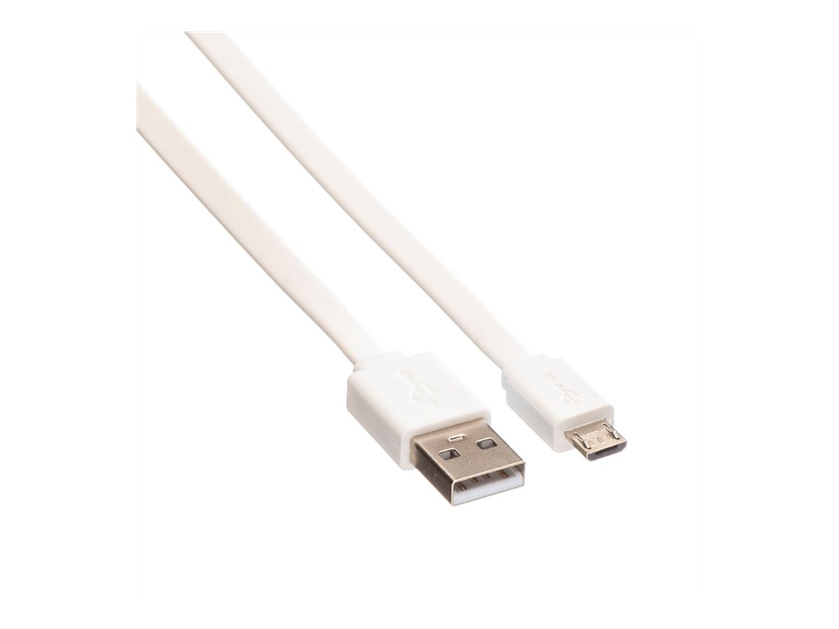ROLINE USB 2.0 Kabel, USB A ST - Micro USB B ST, weiß, 1 m