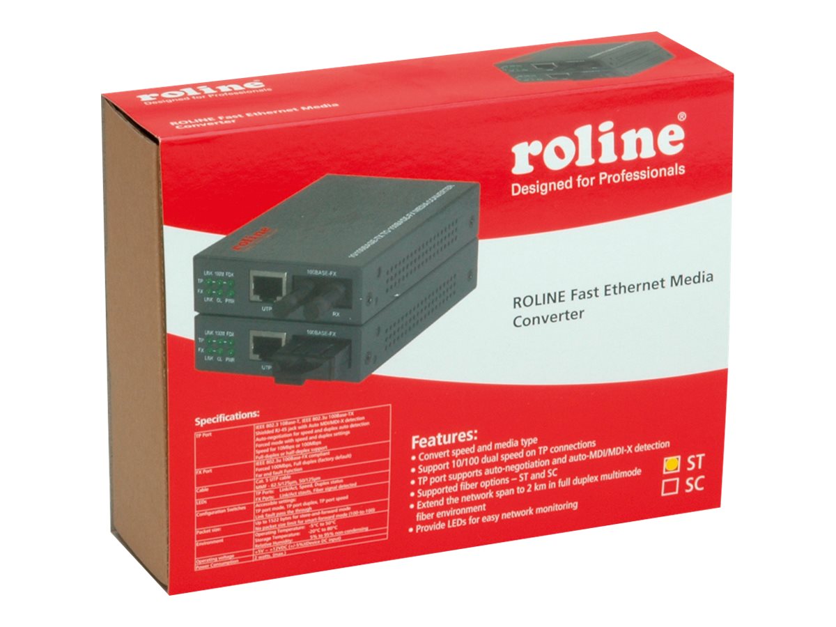 ROLINE Fast Ethernet Konverter RJ-45 - ST, Loop-back
