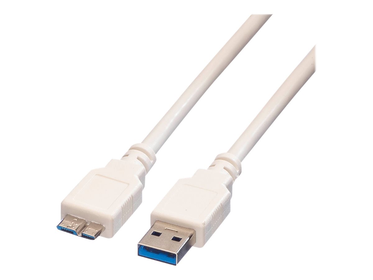 VALUE USB 3.2 Gen 1 Kabel, A ST - Micro B ST, weiß, 0,15 m