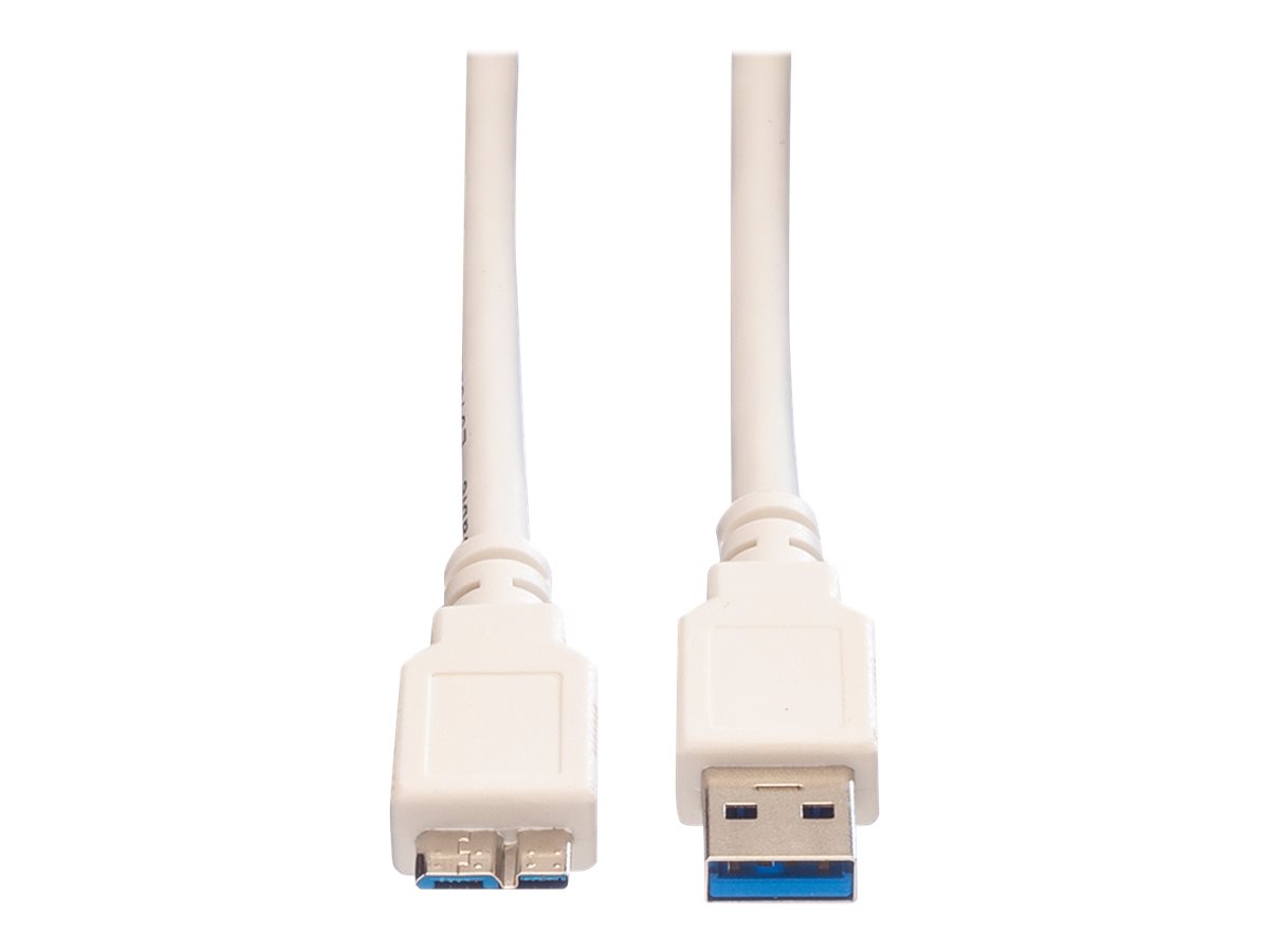 VALUE USB 3.2 Gen 1 Kabel, A ST - Micro B ST, weiß, 3 m