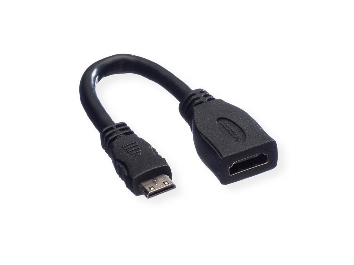 VALUE HDMI High Speed Kabel mit Ethernet, HDMI BU - Mini HDMI ST, 0,15 m