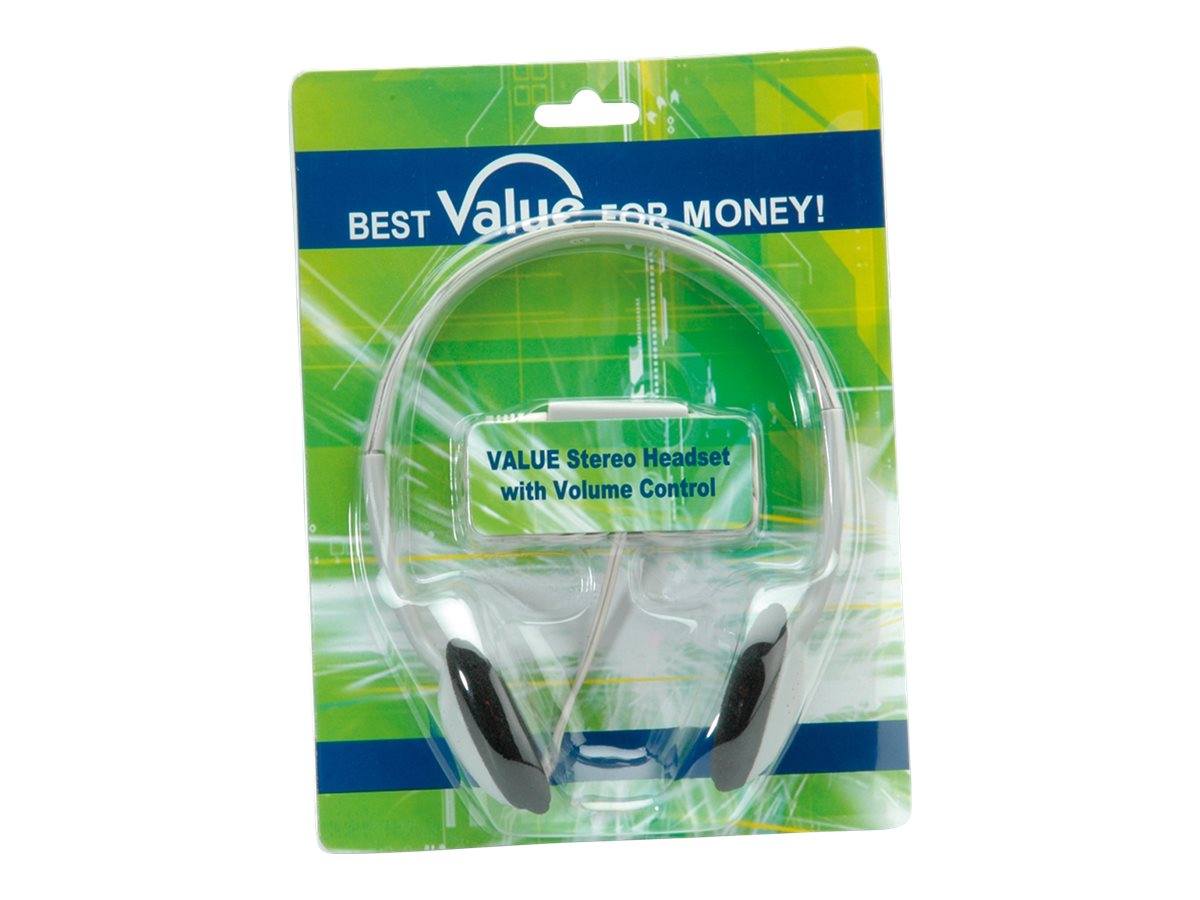 VALUE Stereo Kopfhörer mit Lautstärkeregler, grau