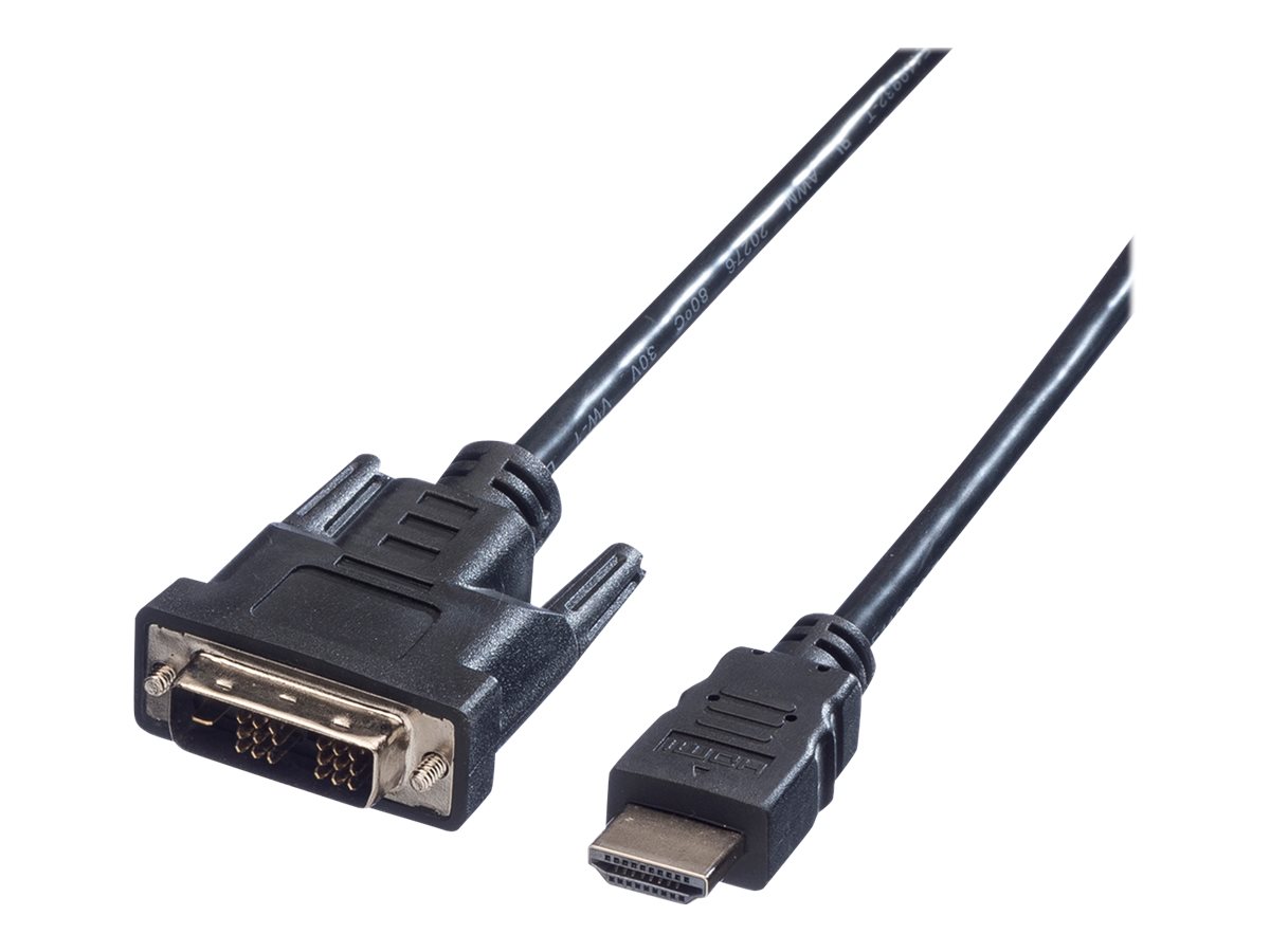 VALUE Kabel DVI (18+1) ST - HDMI ST, schwarz, 1,5 m