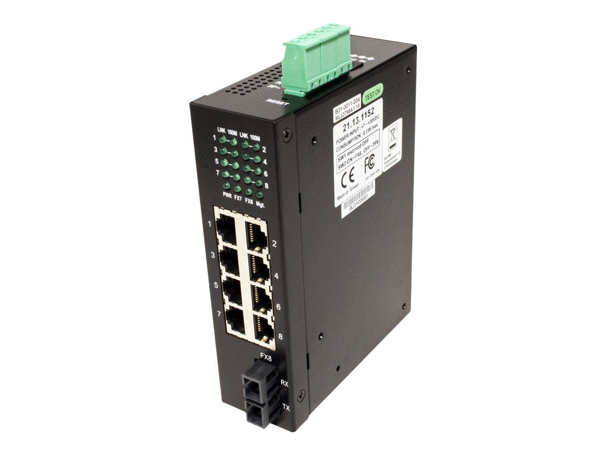 ROLINE Industrie Switch 7x RJ-45, 1x SC, unmanaged