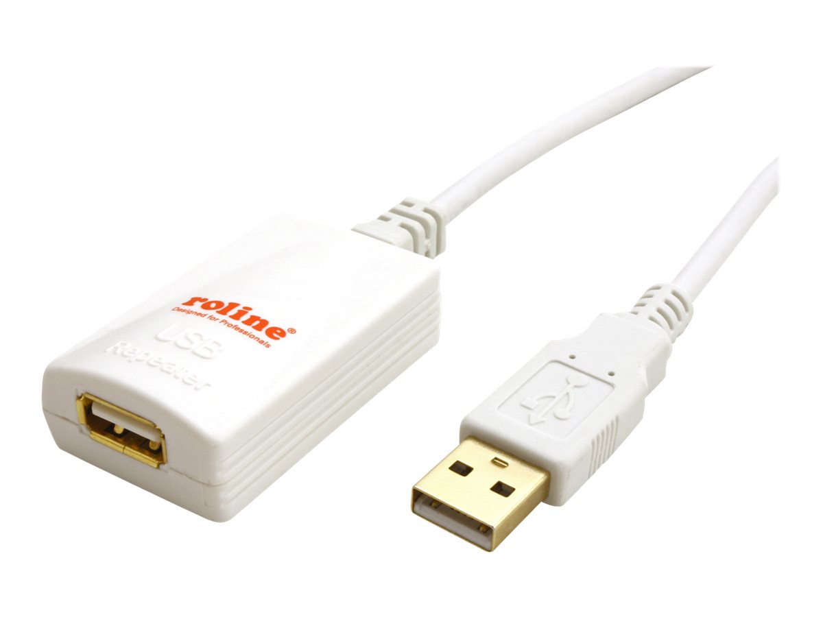 ROLINE USB 2.0 Verlängerung, weiß, 5 m