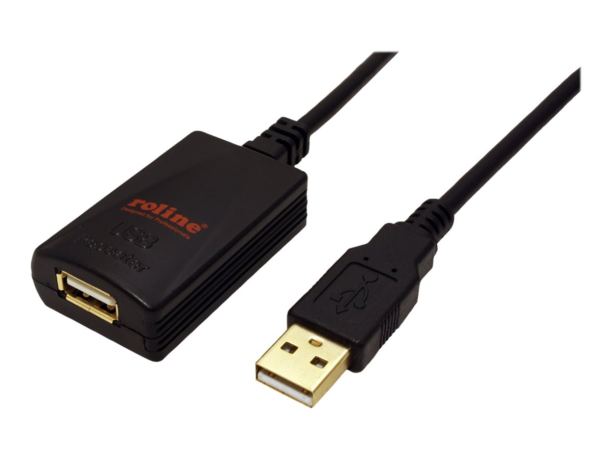 ROLINE USB 2.0 Verlängerung, schwarz, 5 m