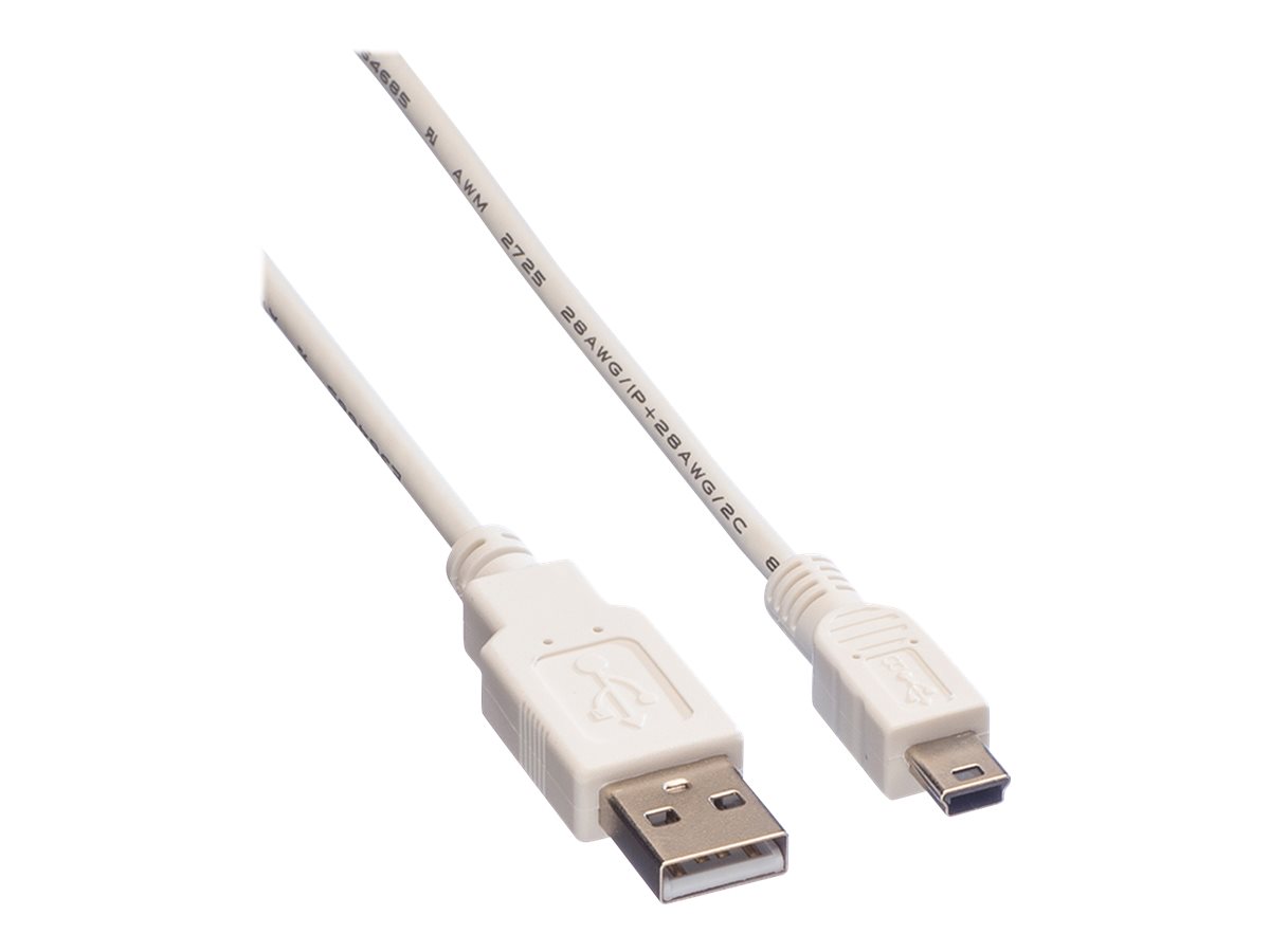 VALUE USB 2.0 Kabel, Typ A - 5-Pin Mini, weiß, 3 m