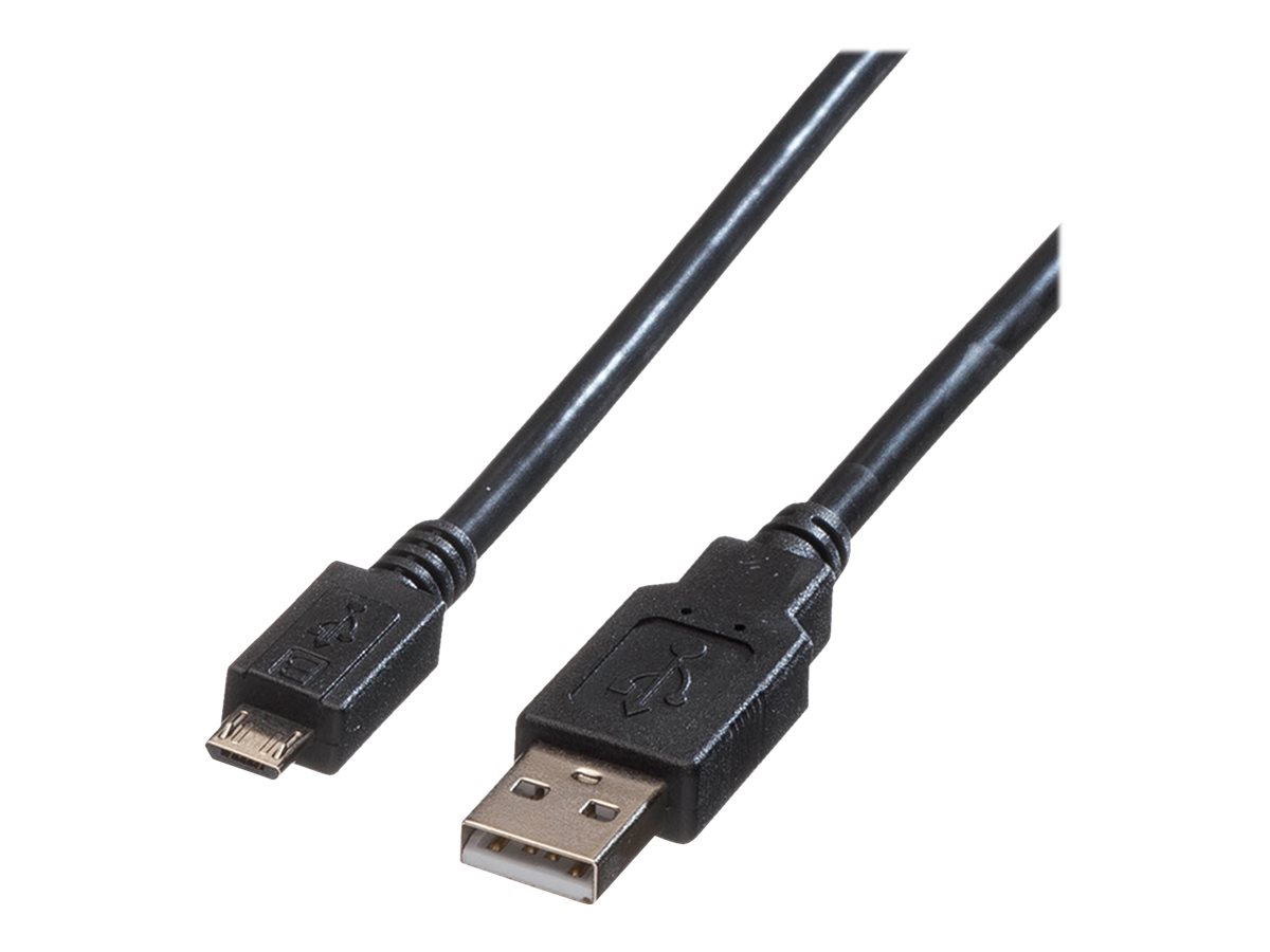 ROLINE USB 2.0 Kabel, USB A ST - Micro USB B ST, schwarz, 1,8 m