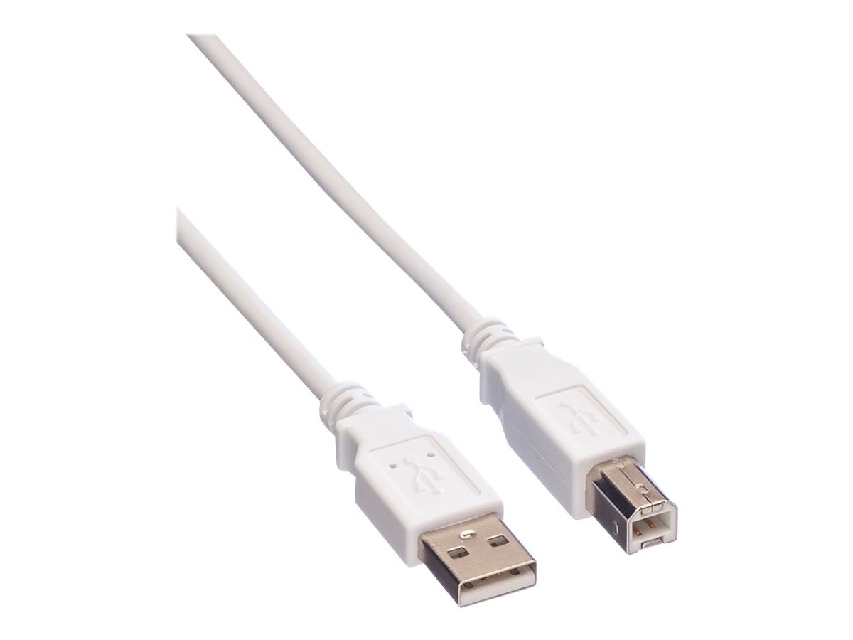 VALUE USB 2.0 Kabel, Typ A-B, weiß, 0,8 m