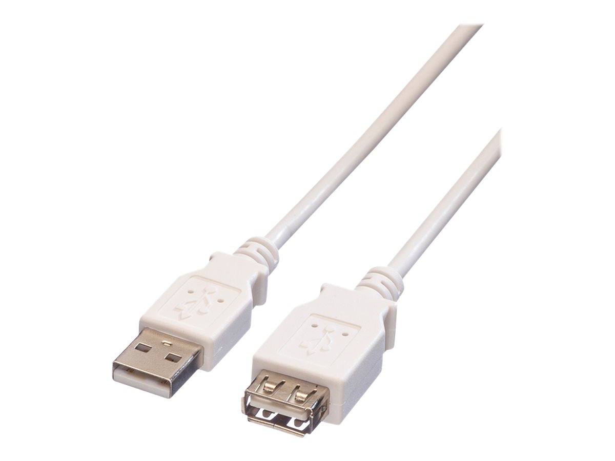 VALUE USB 2.0 Verlängerungskabel, Typ A-A, ST/BU, weiß, 0,8 m