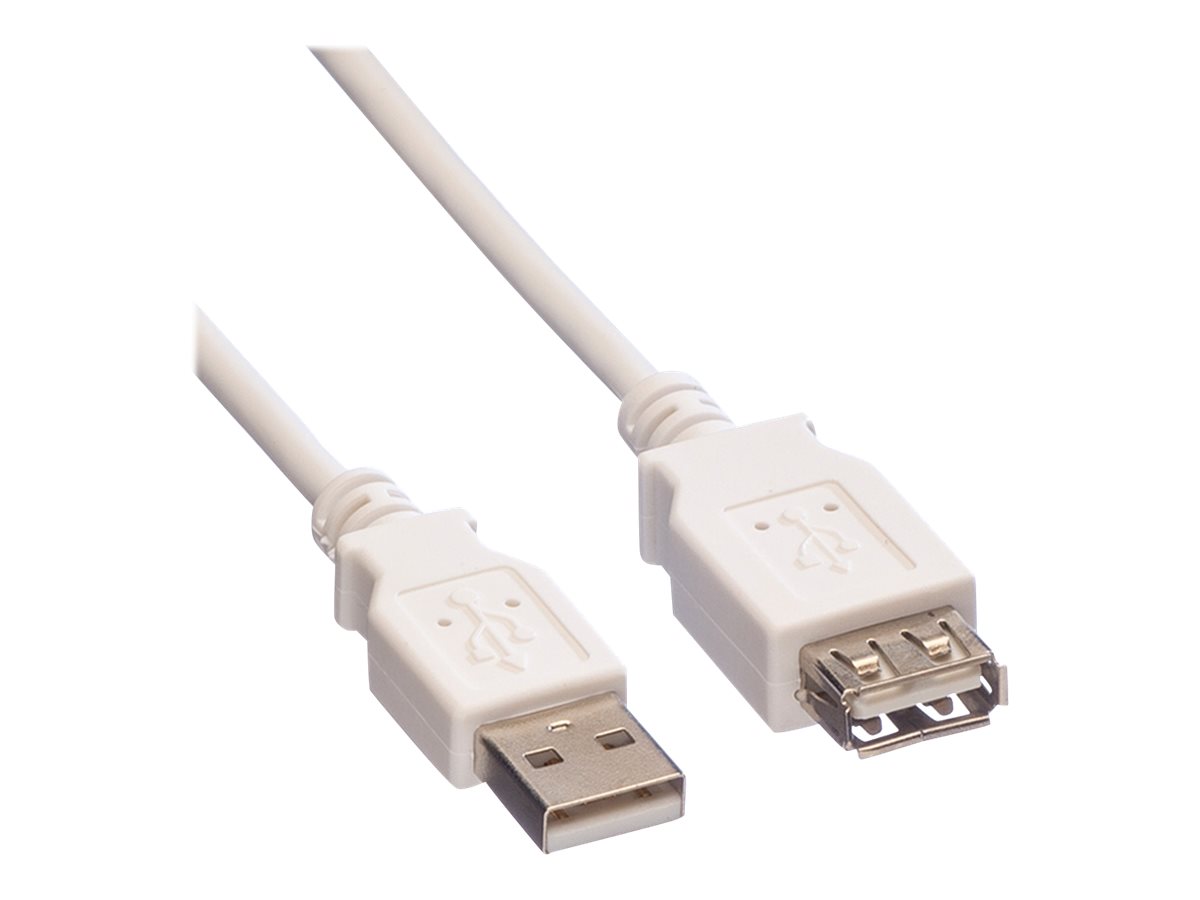 VALUE USB 2.0 Verlängerungskabel, Typ A-A, ST/BU, weiß, 0,8 m
