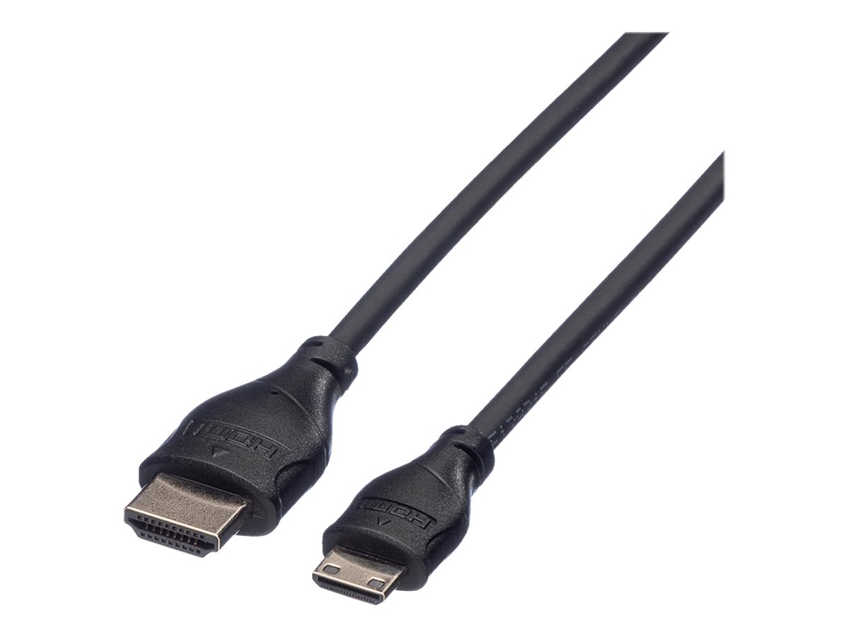 ROLINE HDMI High Speed Kabel mit Ethernet, HDMI ST - Mini HDMI ST, 2 m