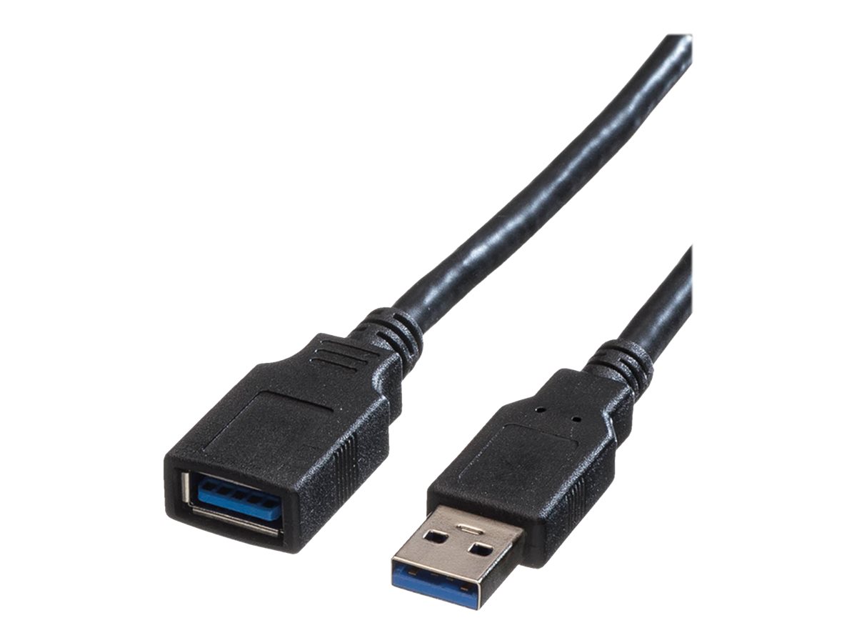 ROLINE USB 3.2 Gen 1 Verlängerungskabel, Typ A-A, ST/BU, schwarz, 0,8 m