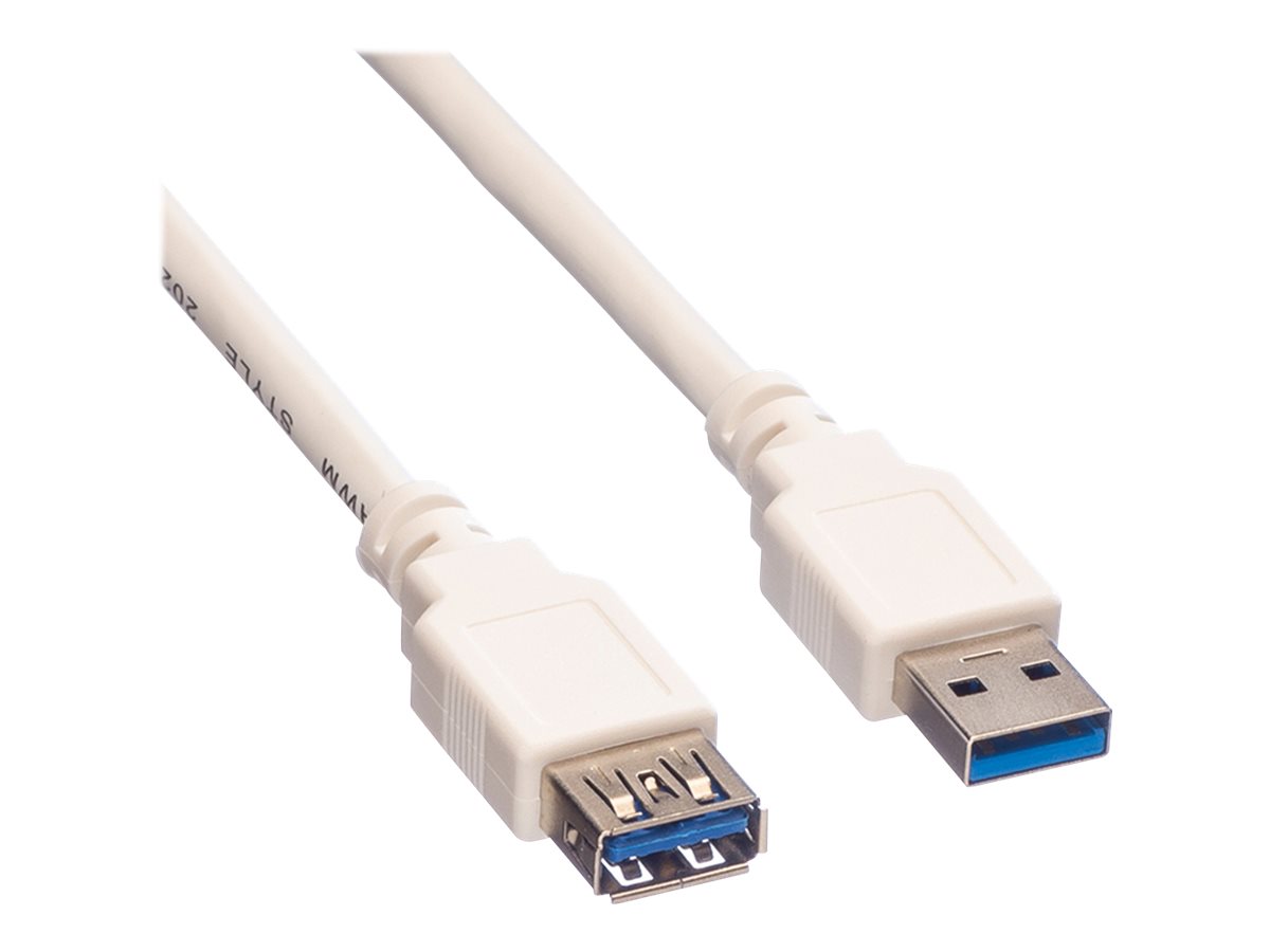VALUE USB 3.2 Gen 1 Verlängerungskabel, Typ A-A, ST/BU, weiß, 0,8 m