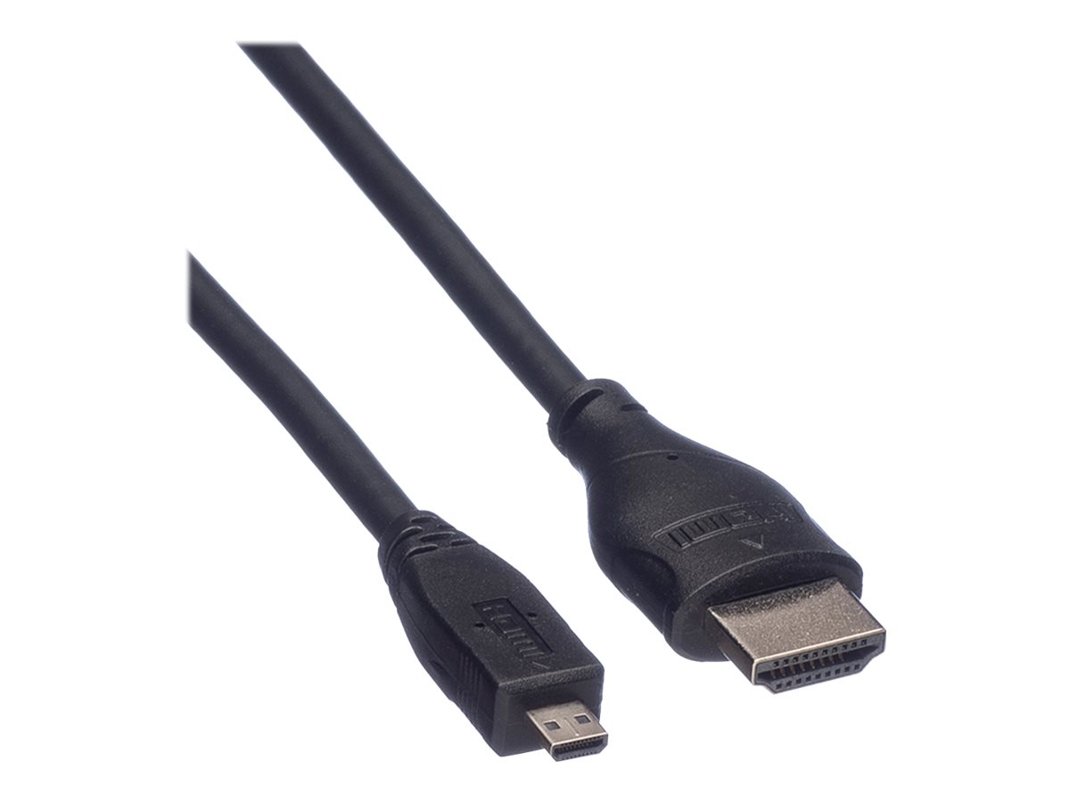 ROLINE HDMI High Speed Kabel mit Ethernet, HDMI ST - Micro HDMI ST, 2 m