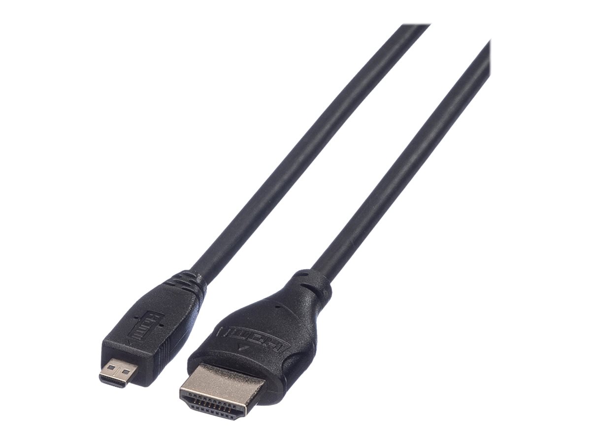 ROLINE HDMI High Speed Kabel mit Ethernet, HDMI ST - Micro HDMI ST, 2 m