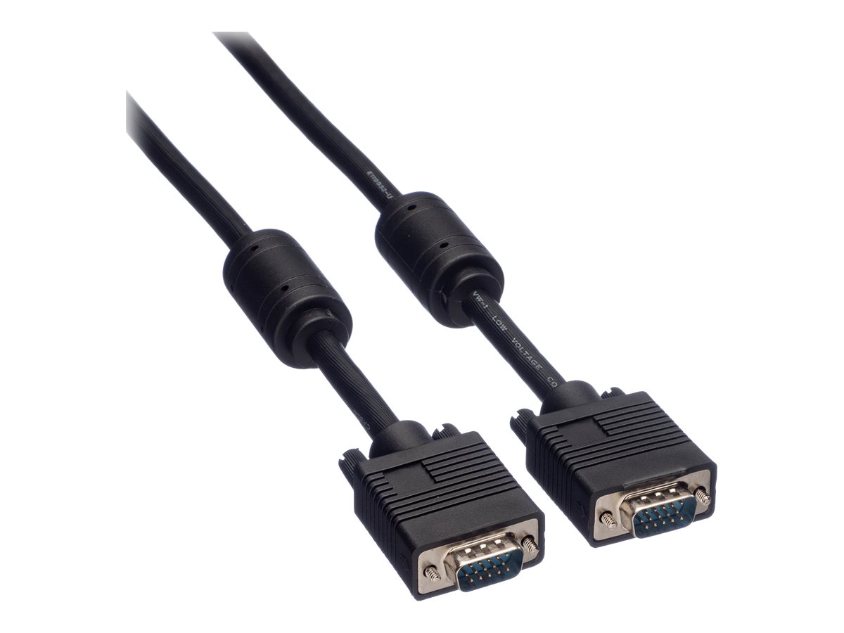 ROLINE SVGA Monitor-Kabel mit Ferritkern+DDC, HD15 ST-ST, 10 m