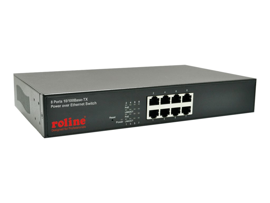 ROLINE PoE Fast Ethernet Switch, 8 Port, (8x PoE), 19