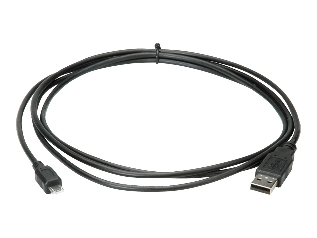ROLINE USB 2.0 Kabel, USB A ST - Micro USB B ST, schwarz, 0,8 m