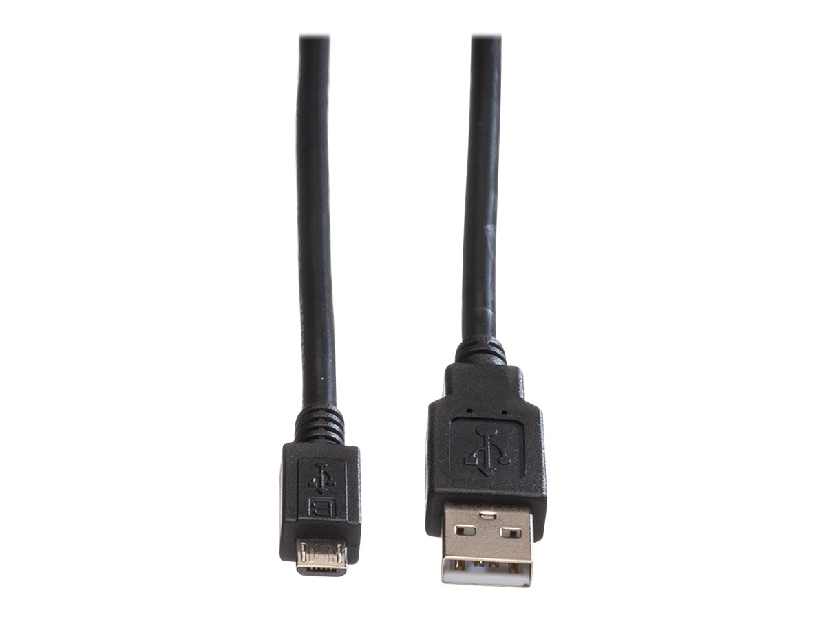 ROLINE USB 2.0 Kabel, USB A ST - Micro USB B ST, schwarz, 3 m