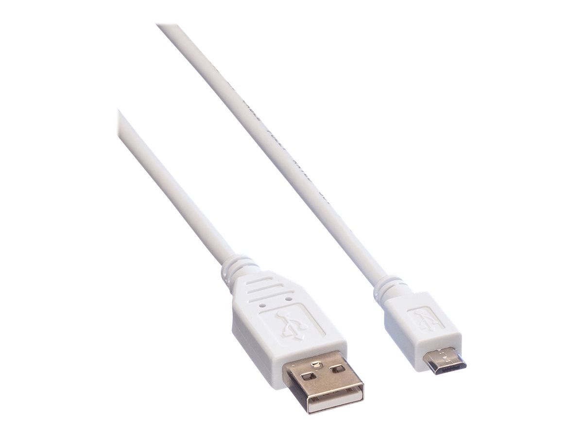 VALUE USB 2.0 Kabel, USB A ST - Micro USB B ST, weiß, 0,8 m