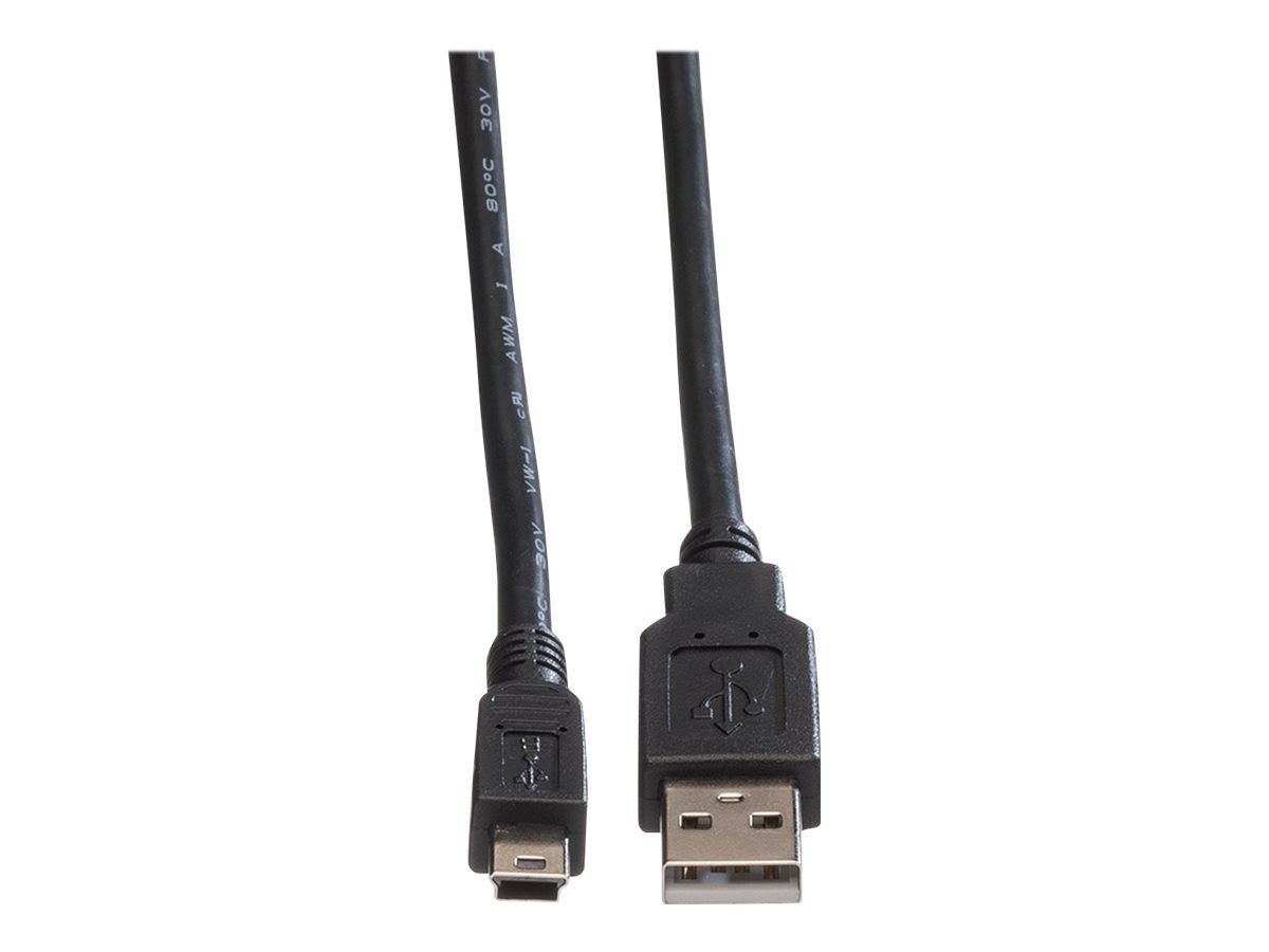 ROLINE USB 2.0 Kabel, Typ A - 5-Pin Mini, schwarz, 0,8 m