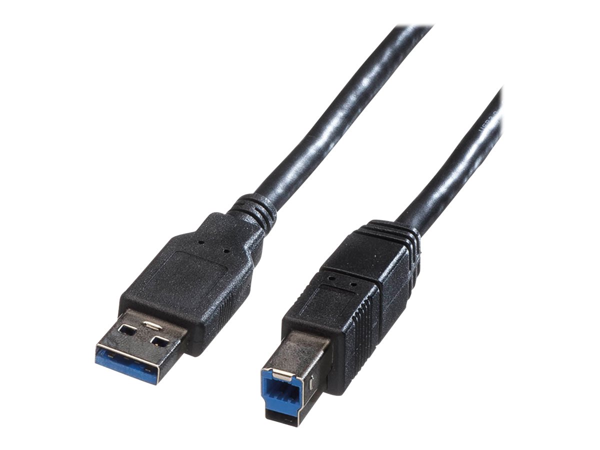 ROLINE USB 3.2 Gen 1 Kabel, Typ A-B, schwarz, 0,8 m
