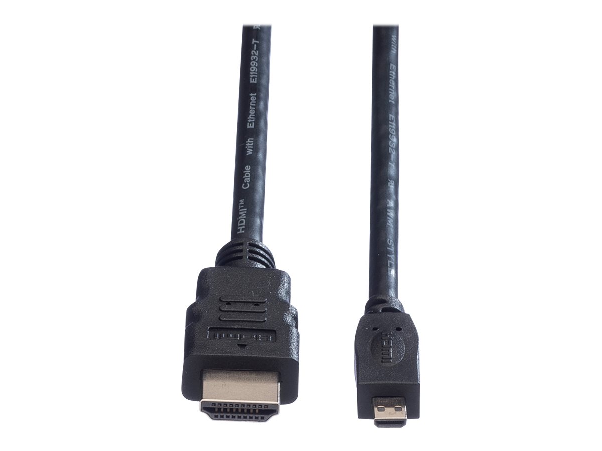 VALUE HDMI High Speed Kabel mit Ethernet, HDMI A ST - Micro HDMI ST, 2 m