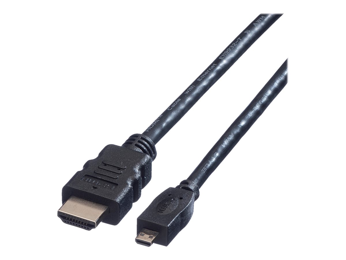 VALUE HDMI High Speed Kabel mit Ethernet, HDMI A ST - Micro HDMI ST, 2 m