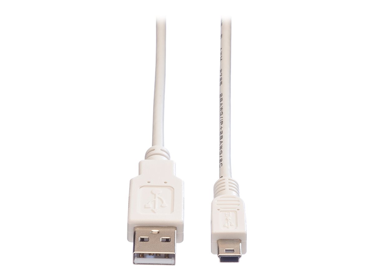 VALUE USB 2.0 Kabel, Typ A - 5-Pin Mini, weiß, 0,8 m