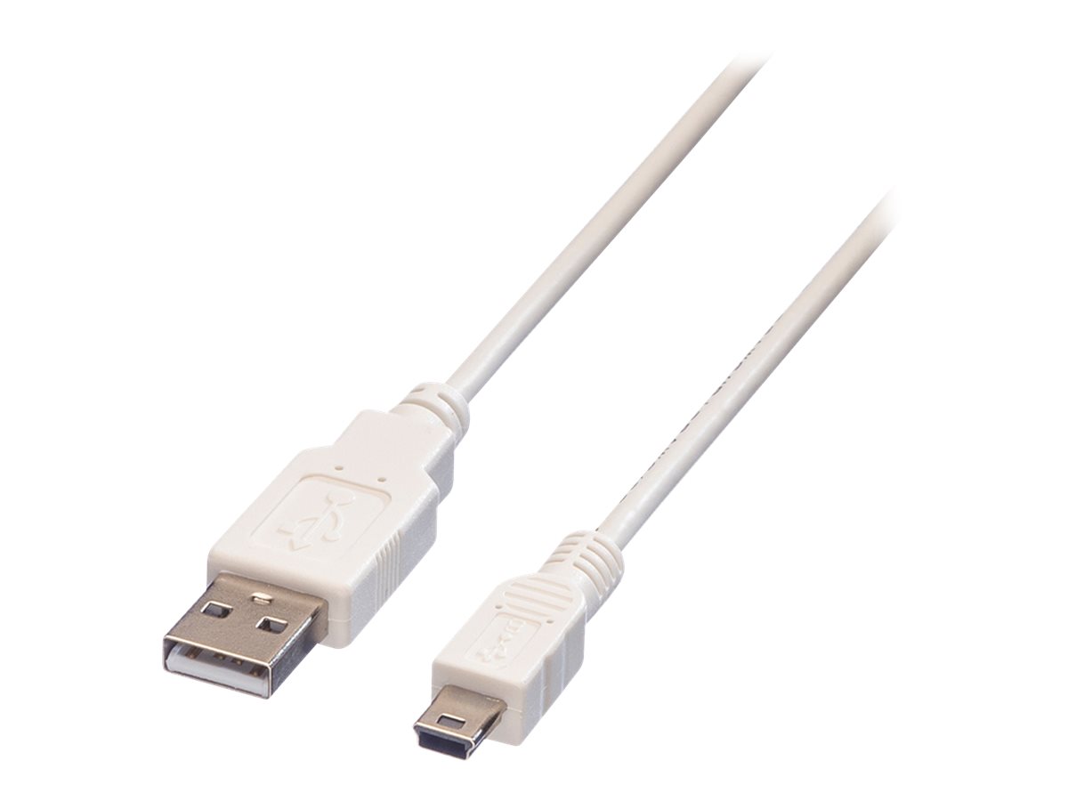 VALUE USB 2.0 Kabel, Typ A - 5-Pin Mini, weiß, 0,8 m