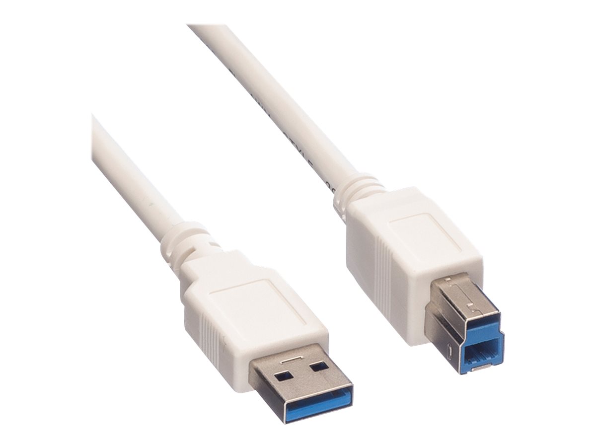 VALUE USB 3.2 Gen 1 Kabel, Typ A-B, weiß, 0,8 m