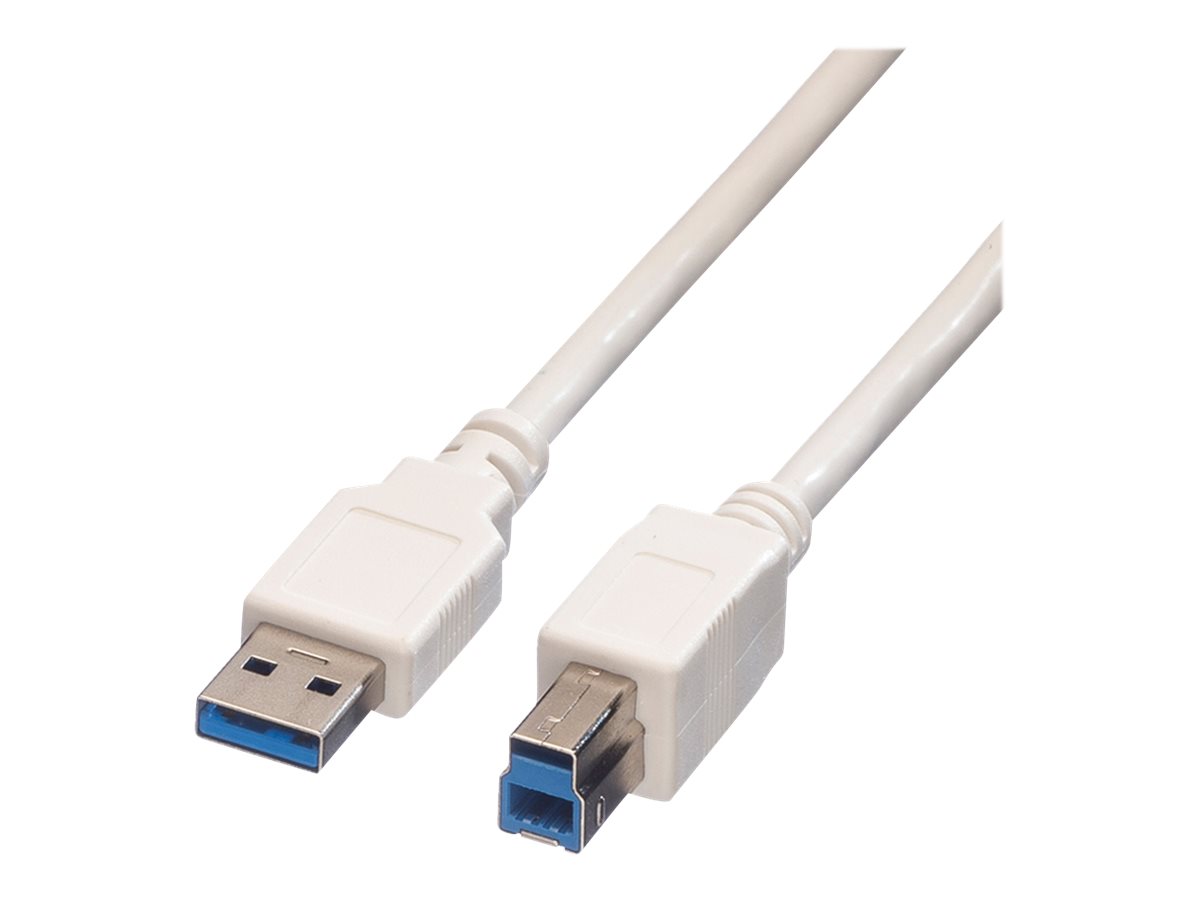 VALUE USB 3.2 Gen 1 Kabel, Typ A-B, weiß, 0,8 m