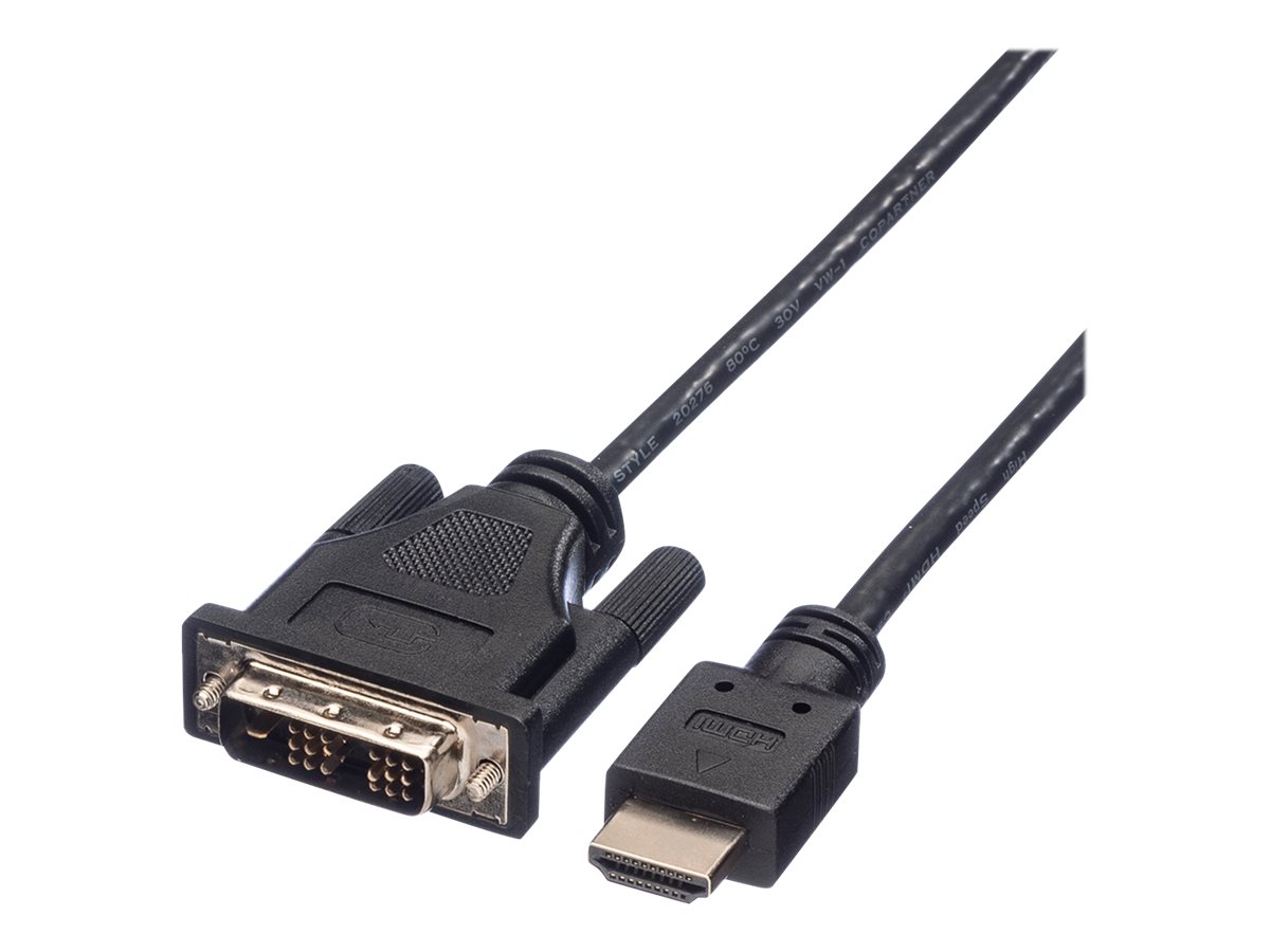 ROLINE Kabel DVI (18+1) ST - HDMI ST, schwarz, 1 m