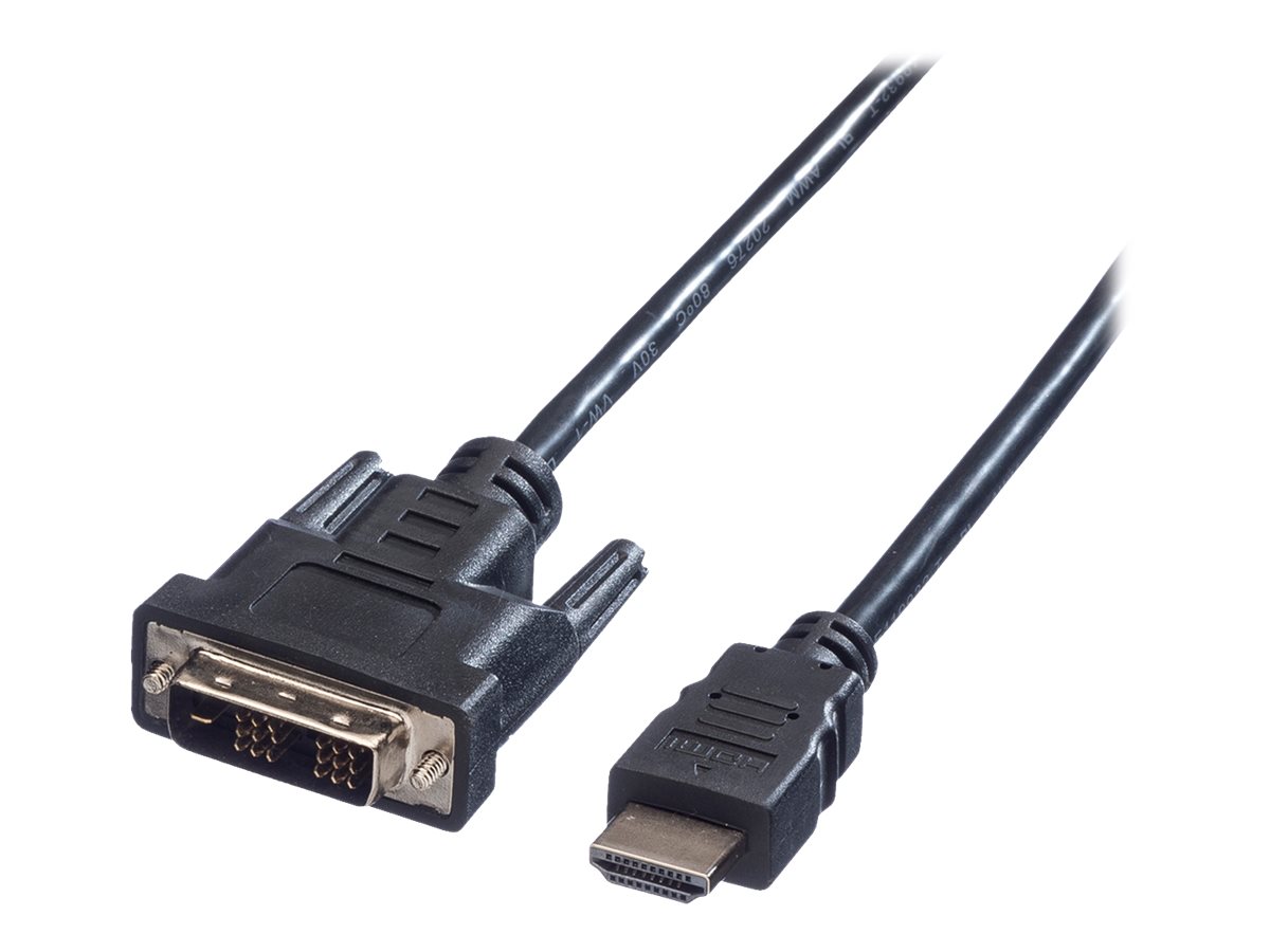 VALUE Kabel DVI (18+1) ST - HDMI ST, schwarz, 1 m