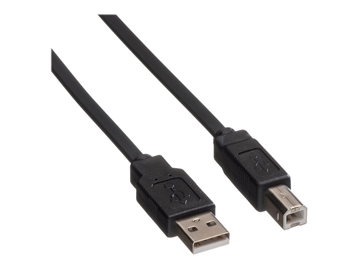 ROLINE USB 2.0 Notebook-Flachkabel, Typ A-B, schwarz, 0,8 m