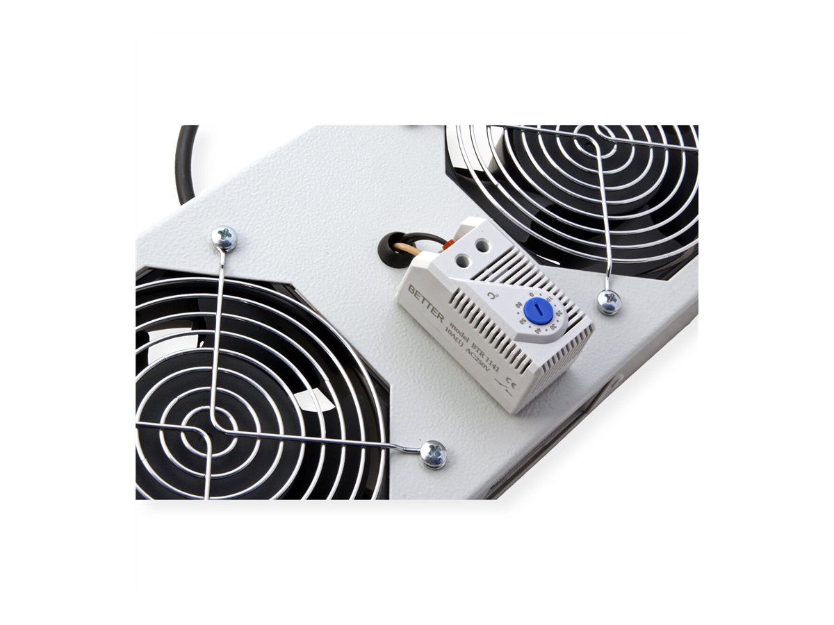 ROLINE Lüftereinheit 2 Lüfter, für 19-Zoll Wandgehäuse grau, Thermostat